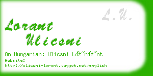 lorant ulicsni business card